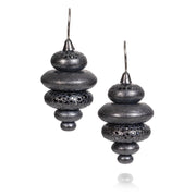 Todd Reed earrings with Black brilliant cut diamonds(~5.75ct), and sterling silver with patina.